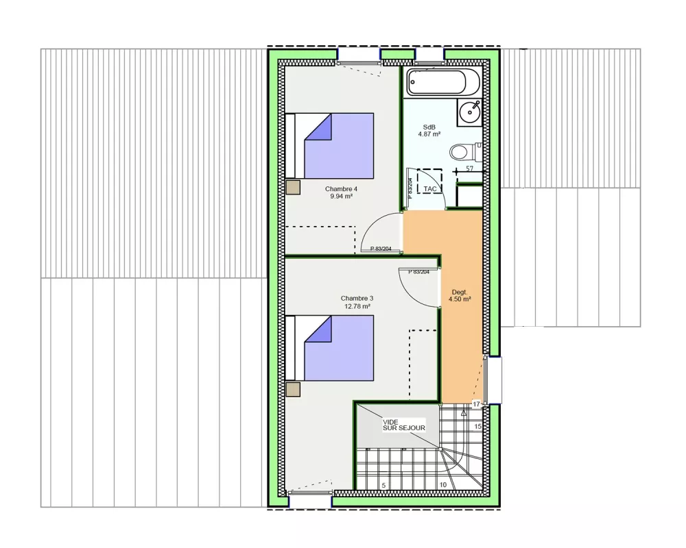 Image du modèle de maison PLAN ETAGE D2 - OPTIMA 110 INTEGRA - sans cotes