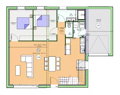 Image du modèle de maison PLAN RDC D2 - OPTIMA 110 INTEGRA - sans cotes