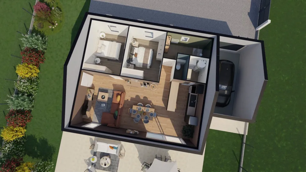 Image du modèle de maison 70 garage dessus