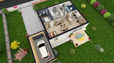 Image du modèle de maison Optima 60 avec garage décollé