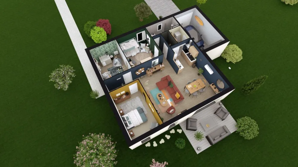 Image du modèle de maison Optima 90 avec garage décollé