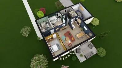 Image du modèle de maison Optima 90 avec garage décollé