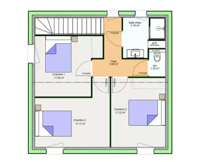 Image du modèle de maison PLAN ETAGE G - OPTIMA 90 R+1 CLASSIQUE - avec cotes copie