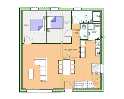 Image du modèle de maison PLAN RDC D - OPTIMA 110 CLASSSIQUE - sans cotes