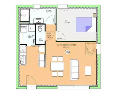 Image du modèle de maison PLAN RDC D - OPTIMA 50 CLASSIQUE - sans cotes