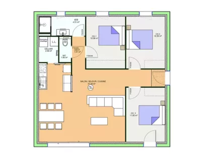 Image du modèle de maison PLAN RDC G - OPTIMA 80 CLASSIQUE - sans cotes