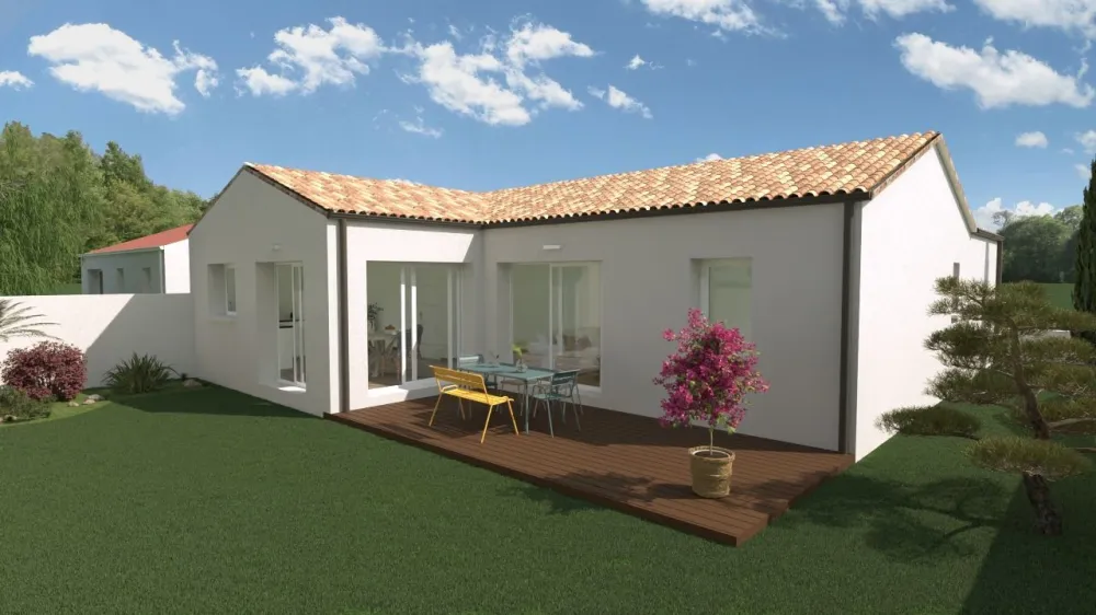 Image du modèle de maison lot 2 terrain Malika arrière terrasse