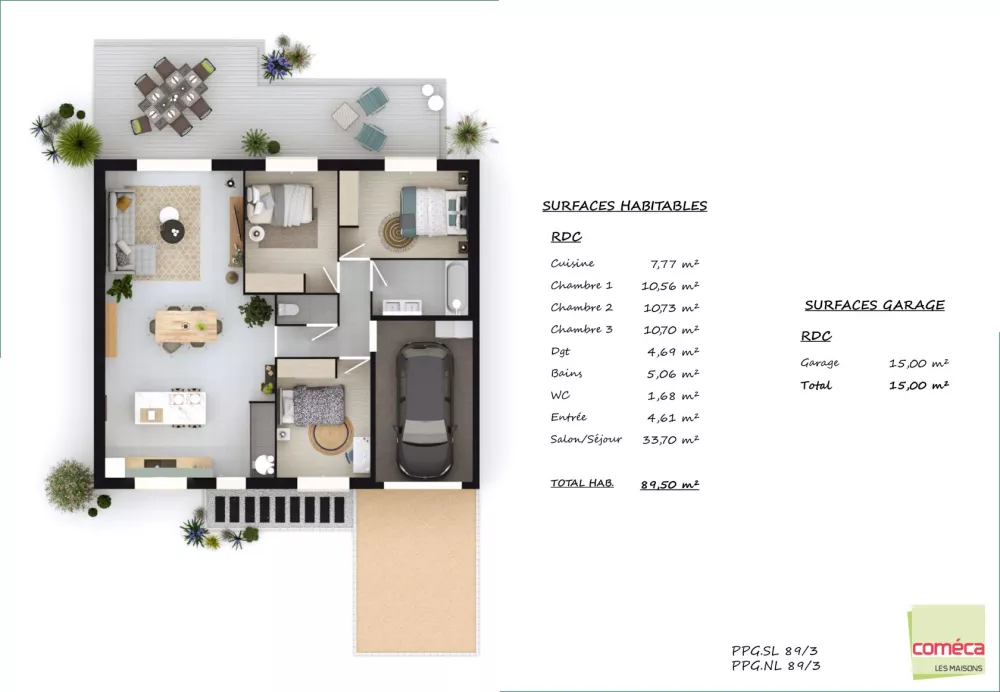 Image du modèle de maison PPG.SL 89:3 + PPG.NL 89:3 - 21998 CORNU