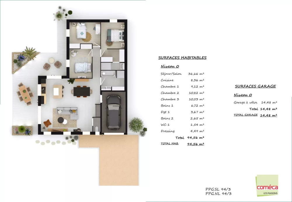 Image du modèle de maison PPG.SL 94:3 + PPG.NL 94:3 - 12385 GALUT