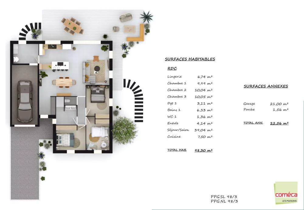 Image du modèle de maison PPG.SL 98:3 + PPG.NL 98:3 - 32309 ALBERT