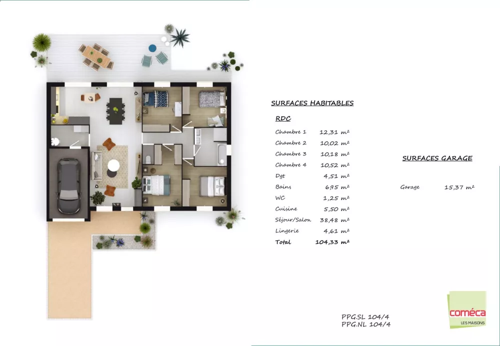 Image du modèle de maison PPG.SL 104:4 + PPG.NL 104:4 - 31885 LUZAYADIO