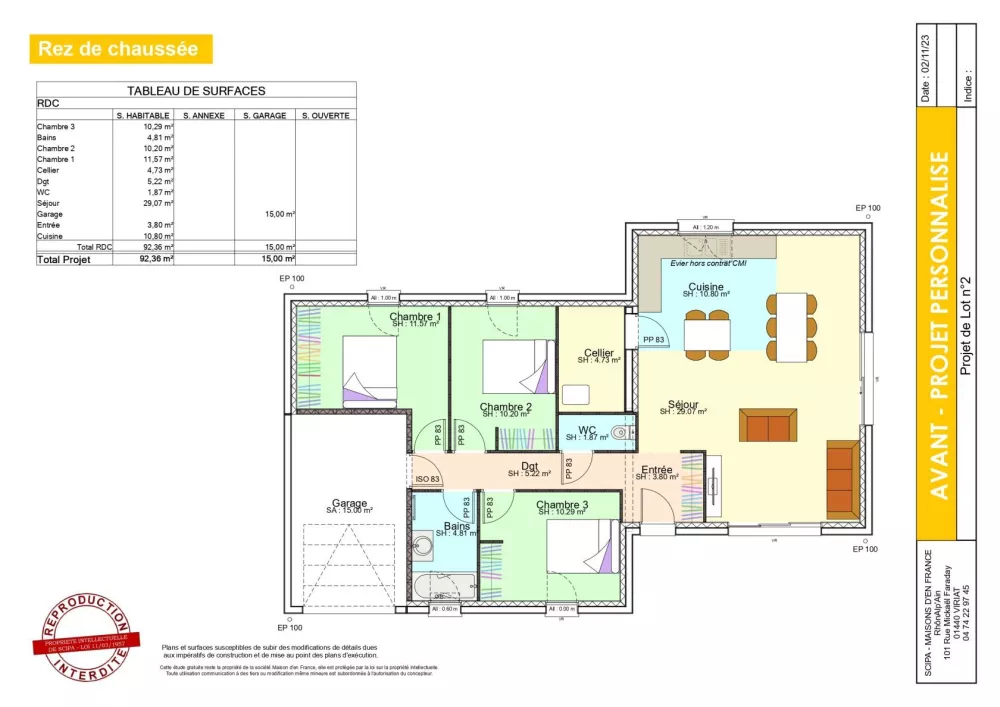 Image du modèle de maison plan intérieur lot 2