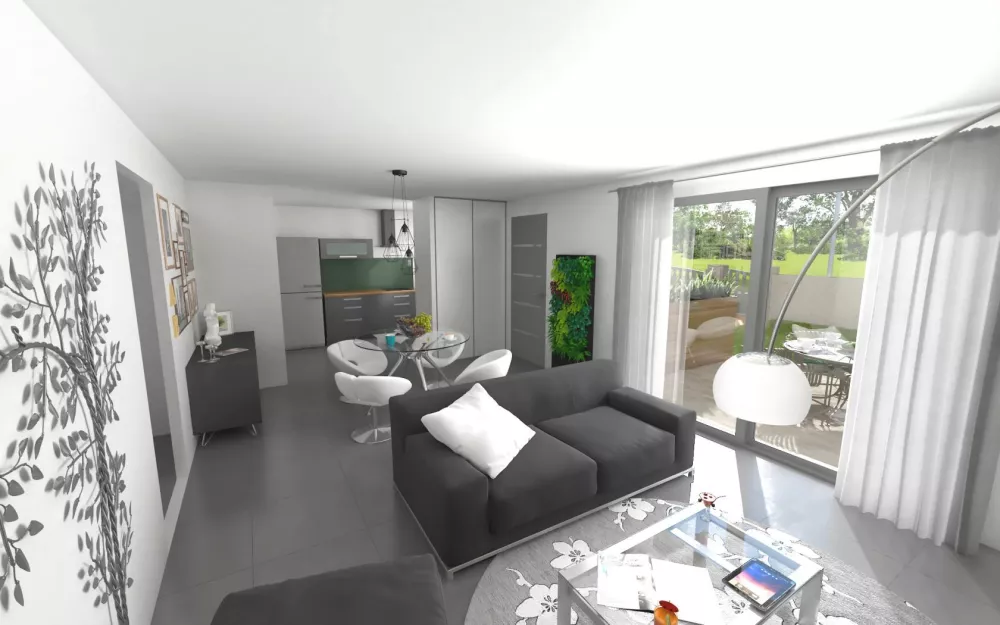 Image du modèle de maison Ligne essentielle 2ch - vue pièce de vie 2