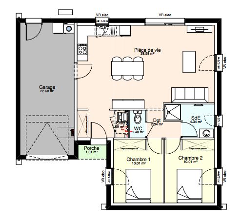 Image du modèle de maison Plan 2ch SAULE
