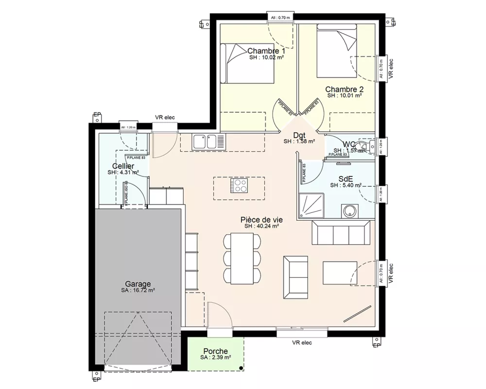 Image du modèle de maison YFR01-PLAN-RDC-SANS COTES