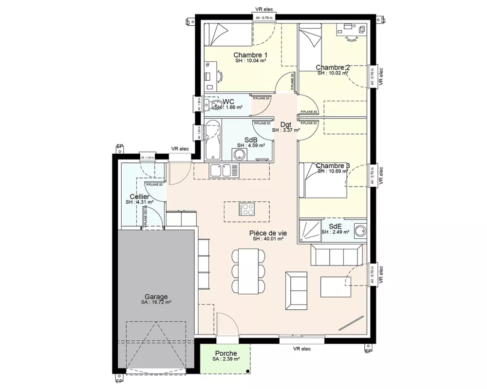 Image du modèle de maison YFR03-PLAN-RDC-SANS COTES