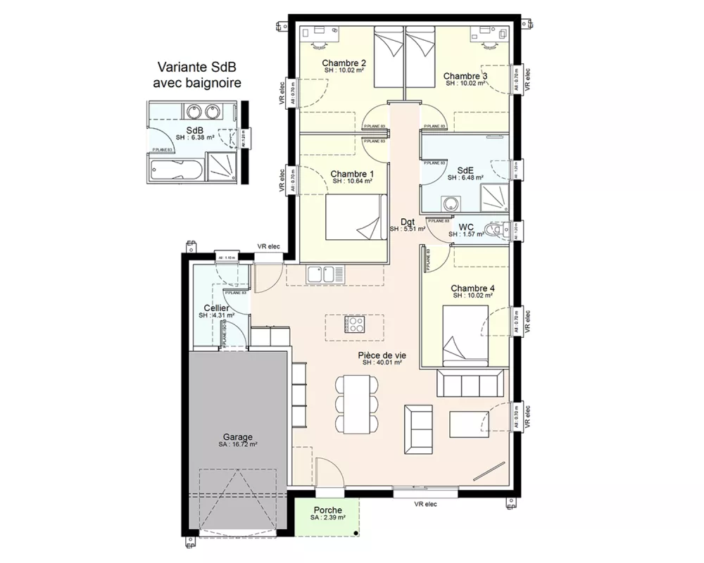 Image du modèle de maison YFR05-PLAN-RDC-SANS COTES