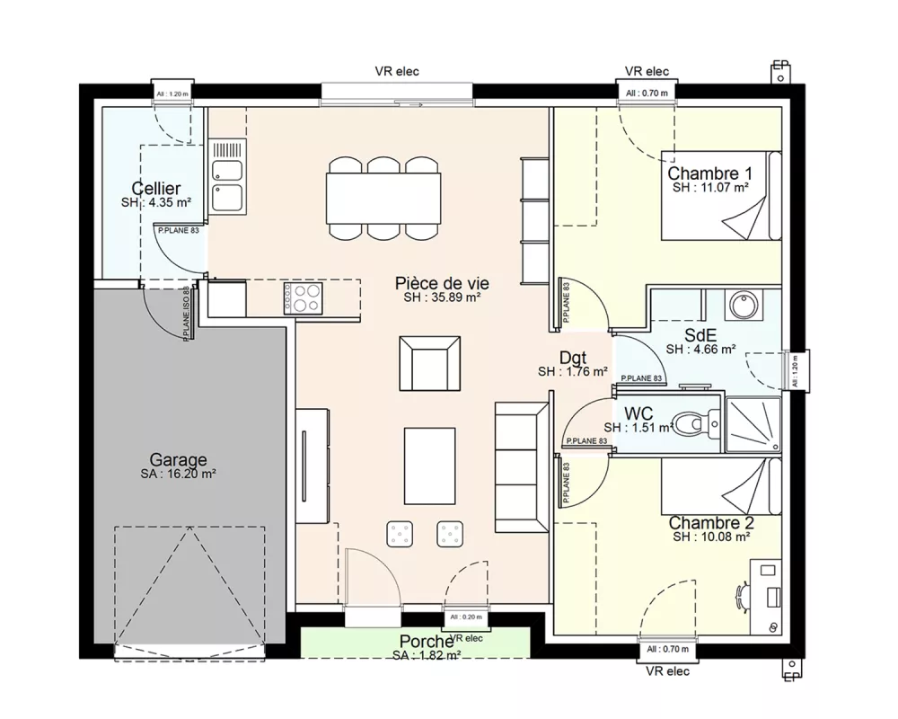 Image du modèle de maison YPE01-PLAN-RDC-SANS COTES