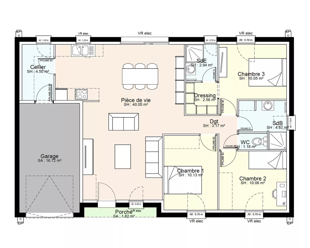 Image du modèle de maison YPE04-PLAN-RDC-SANS COTES