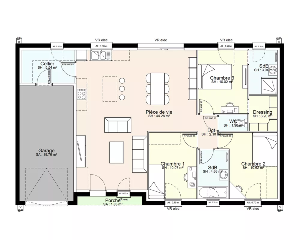 Image du modèle de maison YPE05-PLAN-RDC-SANS COTES