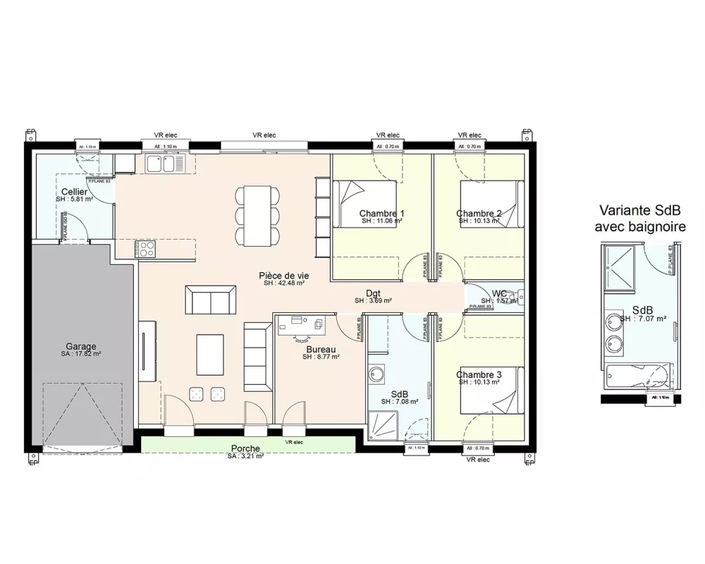 Image du modèle de maison YPE06-PLAN-RDC-SANS COTES