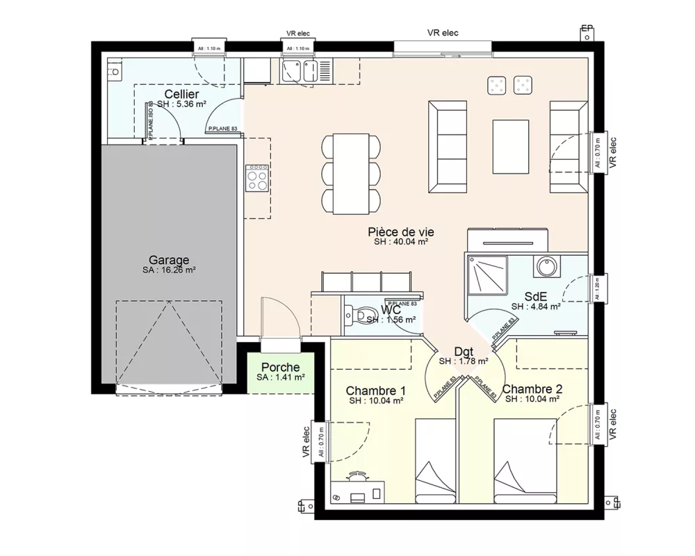 Image du modèle de maison YSA01-PLAN-RDC-SANS COTES