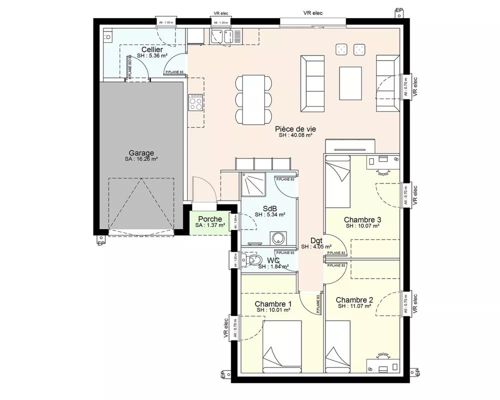 Image du modèle de maison YSA02-PLAN-RDC-SANS COTES