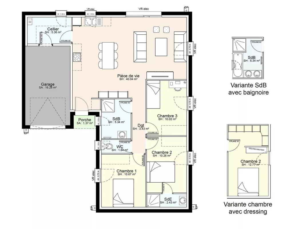 Image du modèle de maison YSA03-PLAN-RDC-SANS COTES