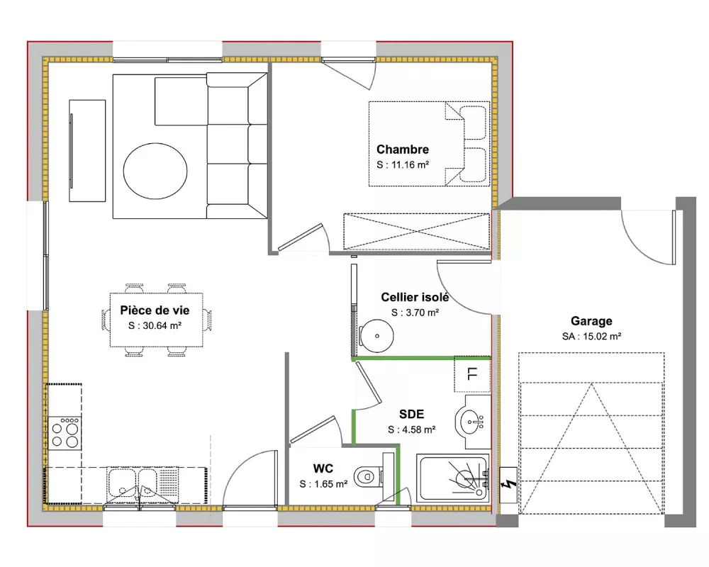 Image du modèle de maison PLAN RDC-GATINE