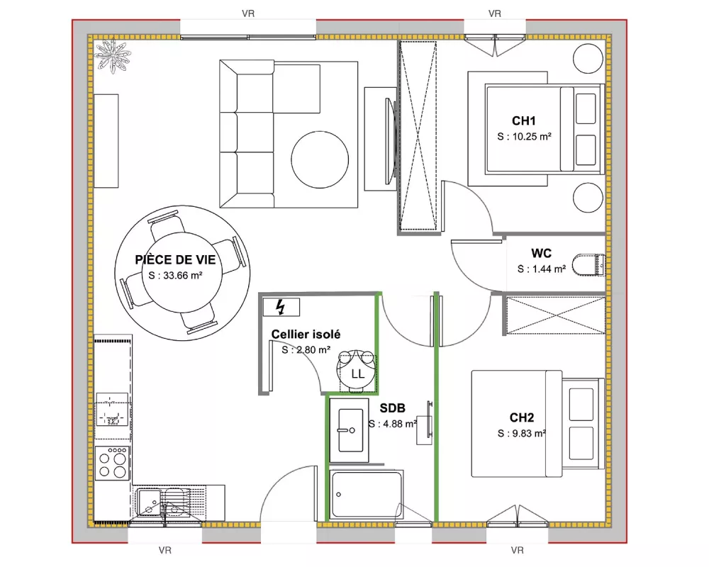 Image du modèle de maison PLAN RDC-LA VENISE VERTE