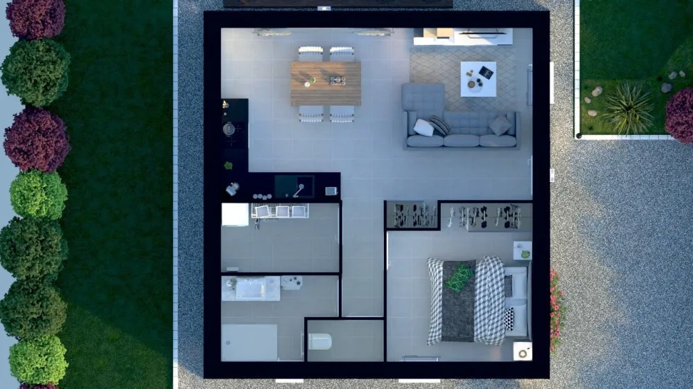 Image du modèle de maison VUE DE HAUT - NUIT