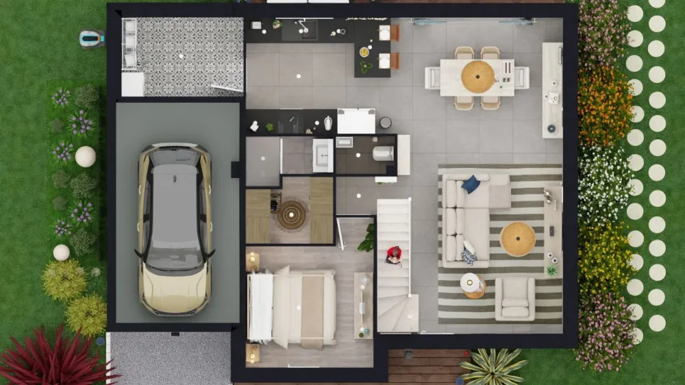 Image du modèle de maison VUE DE HAUT RDC