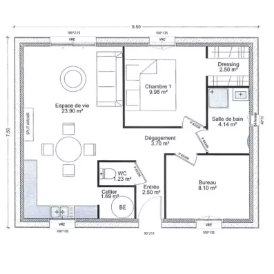 Image du modèle de maison plan côté