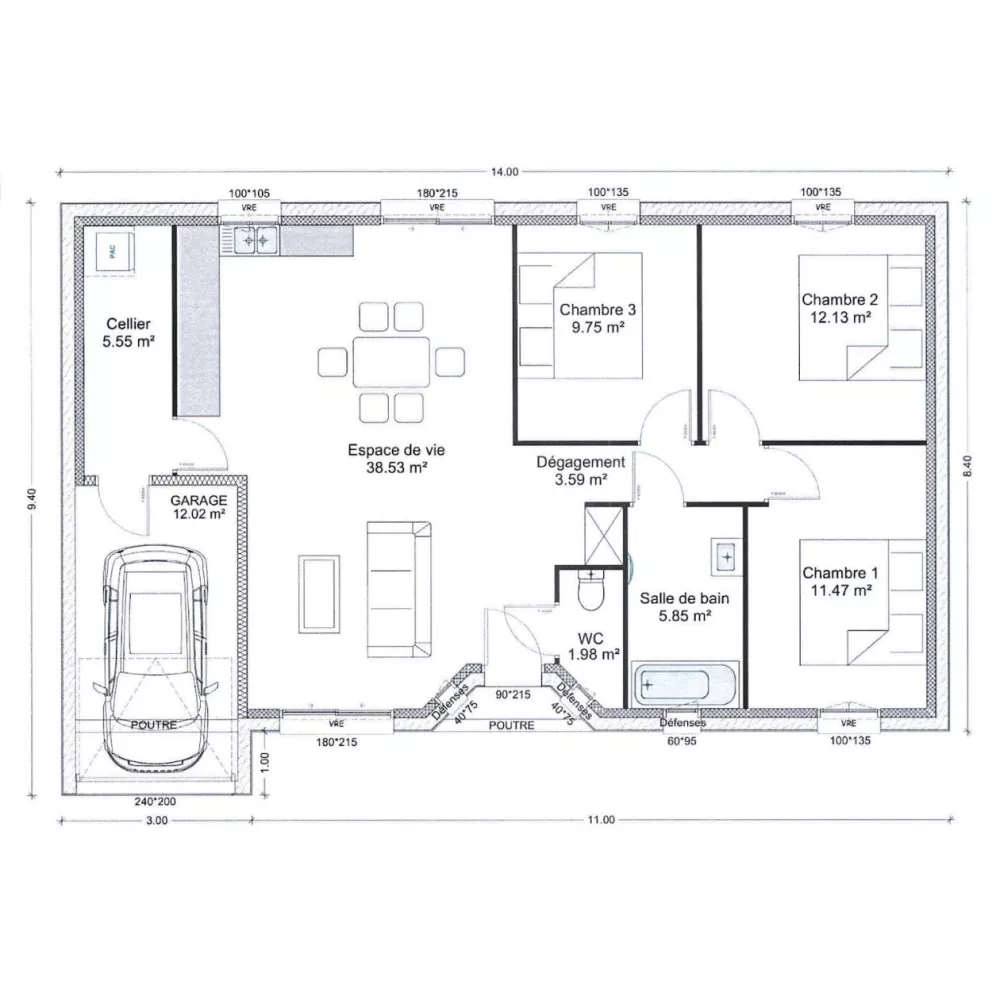 Image du modèle de maison plan côté