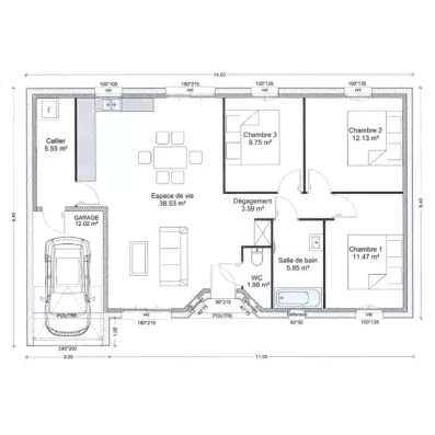 Image du modèle de maison plan côté