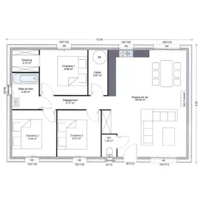 Image du modèle de maison plan côté