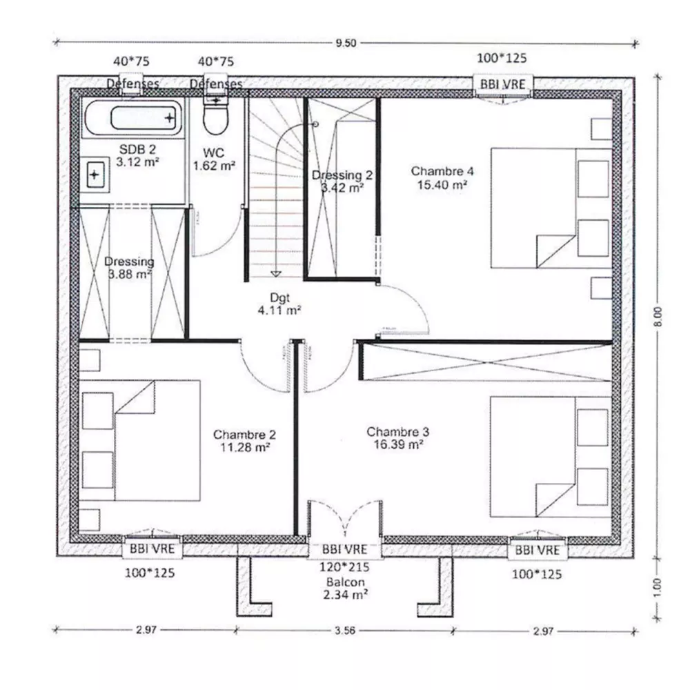 Image du modèle de maison etg plan côté