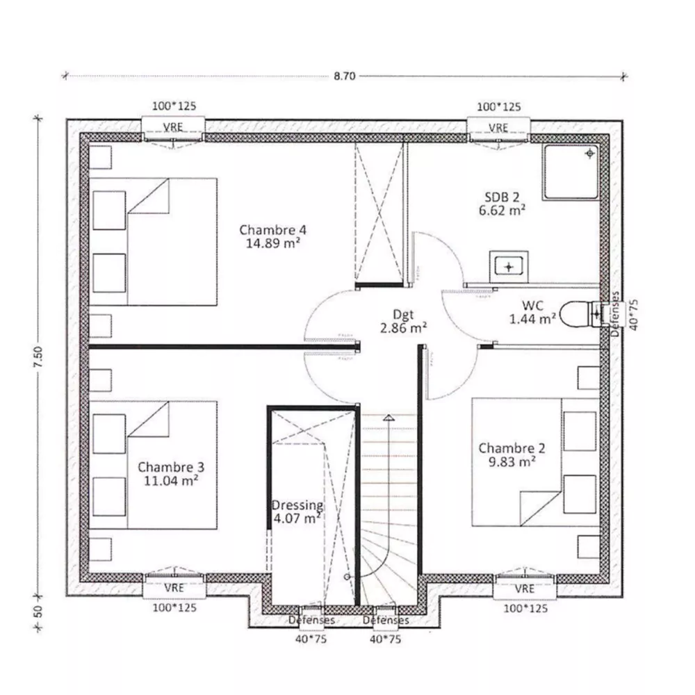Image du modèle de maison etg plan côté