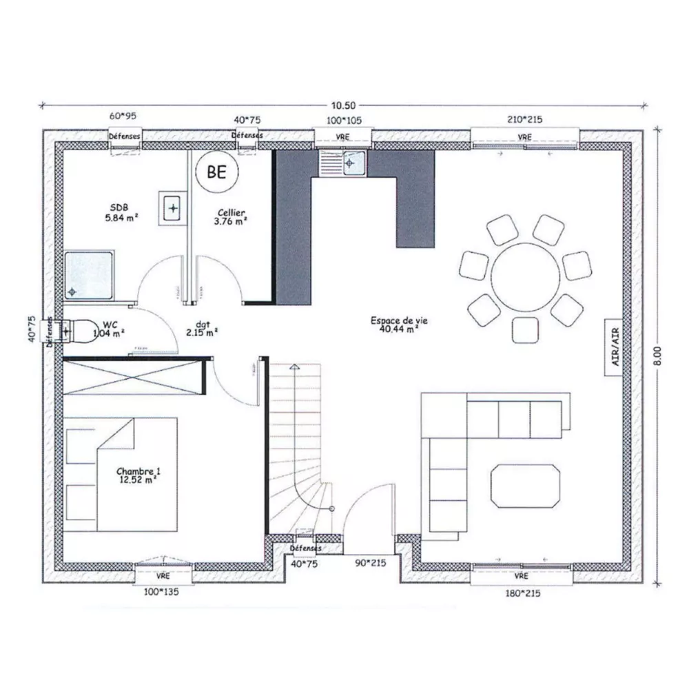 Image du modèle de maison rdc plan côté