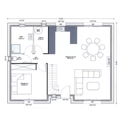 Image du modèle de maison rdc plan côté