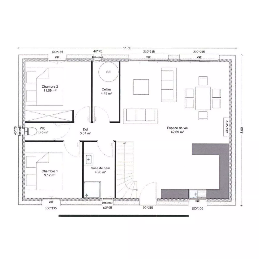 Image du modèle de maison plan rdc côté
