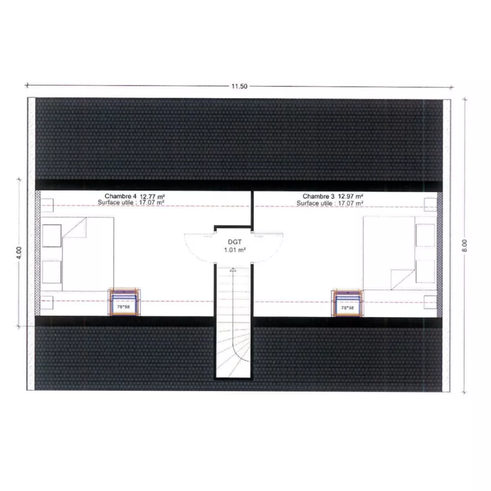 Image du modèle de maison plan etg côté