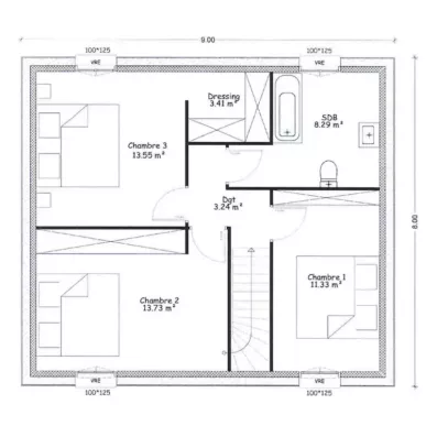 Image du modèle de maison etg plan côté