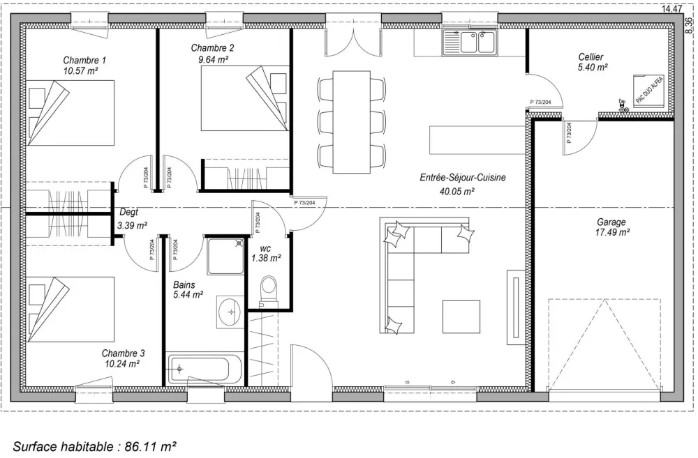 Image du modèle de maison PLAN SITE INTERNET PAMELA 86m²