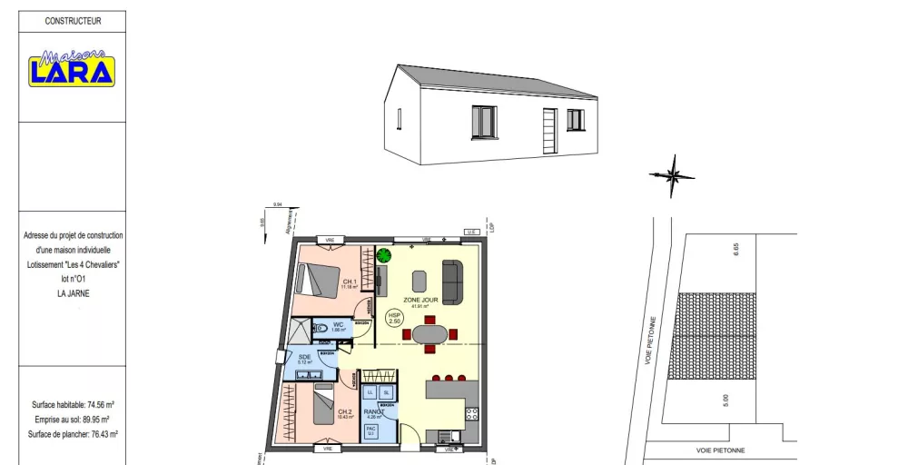 Image du modèle de maison Projet lot O1 maison 74m2
