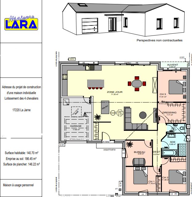 Image du modèle de maison maison 140m2 3ch+ bureau + 2sb + garage