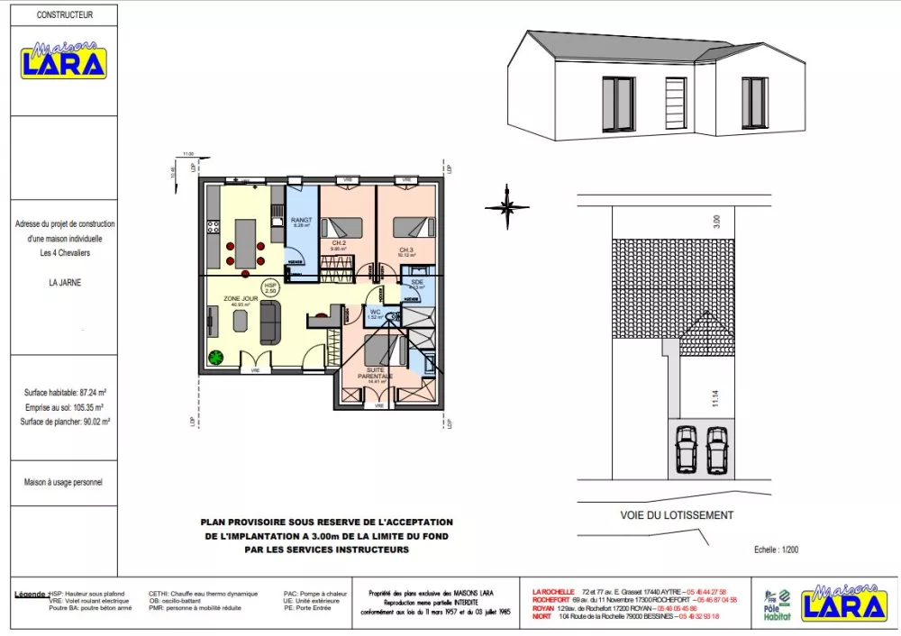 Image du modèle de maison Facade 11m Maison 87m2 3ch+ 2 sb + cellier