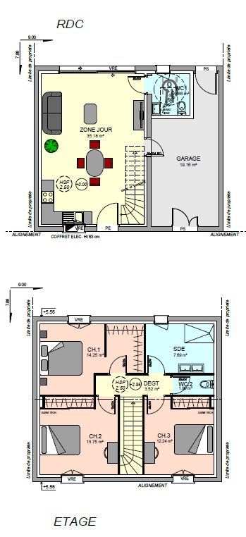 Image du modèle de maison PLAN RDC + ETAGE VILLEDOUX