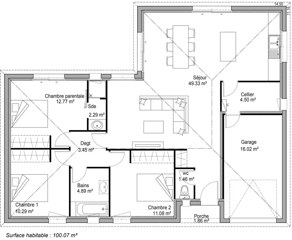 Image du modèle de maison PLAN POUR SITE INTERNET AMANDA 100m²