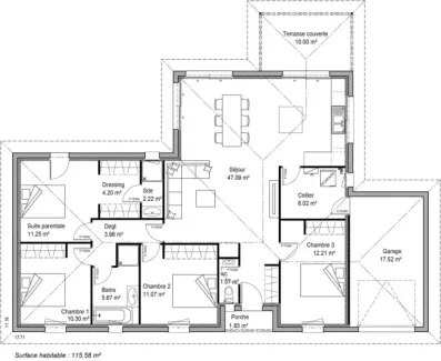 Image du modèle de maison PLAN POUR SITE INTERNET AMANDA 115m²